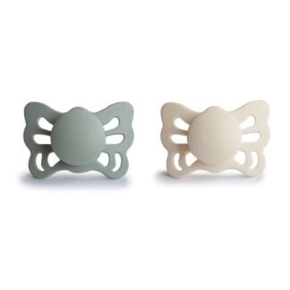 FRIGG Butterfly ortodontinis silikoninis čiulptukas 2-pack Cream/Sage