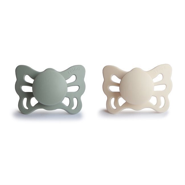 FRIGG Butterfly ortodontinis silikoninis čiulptukas 2-pack Cream/Sage
