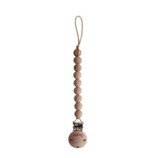 Mushie Pacifier Clips Eva Pale Taupe