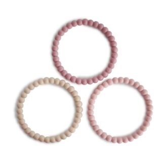 Mushie silikoninis kramtukas-apyrankė Linen/Peony/Pale Pink