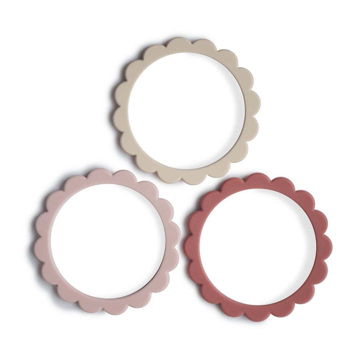 Mushie silikoninis kramtukas-apyrankė Rose/Blush/Shifting Sand
